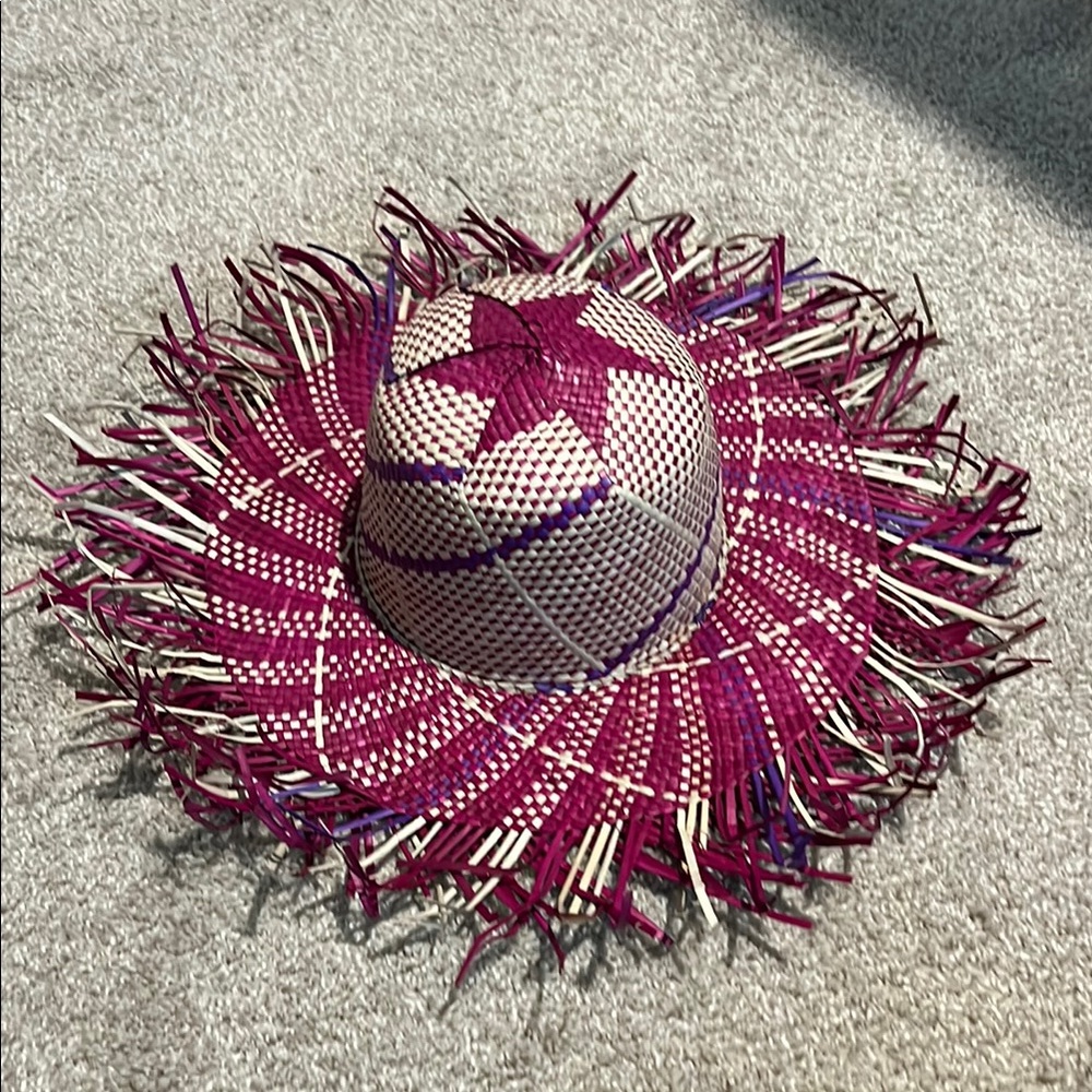 Pink and Purple Woven Sun Hat